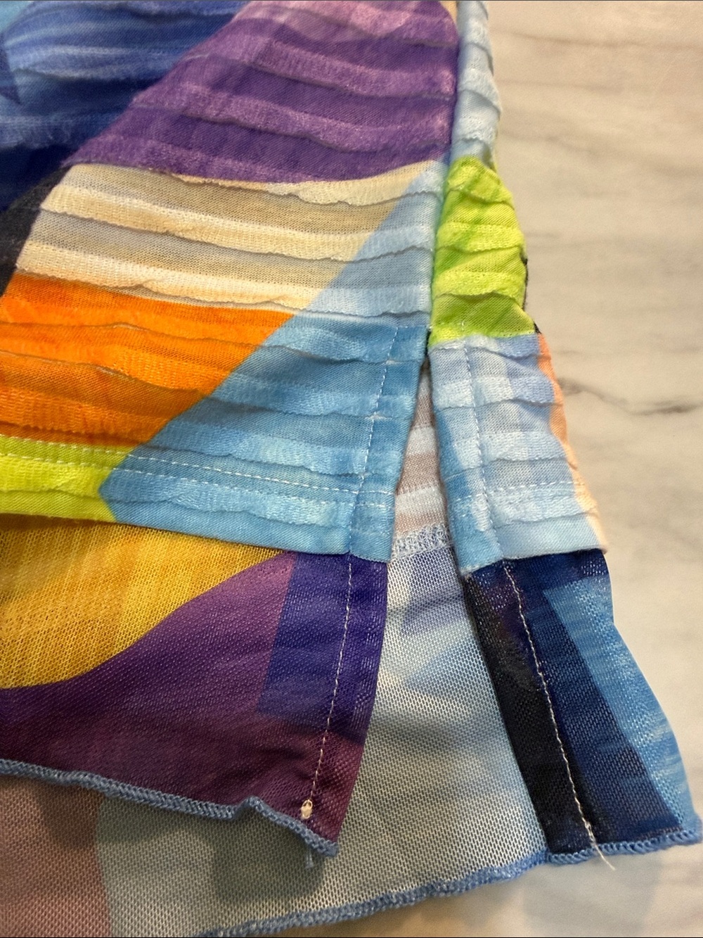 Alfred Dunner Multicolor Abstract Print Tunic - Blue, Purple, Yellow, Orange - Picture 8 of 10